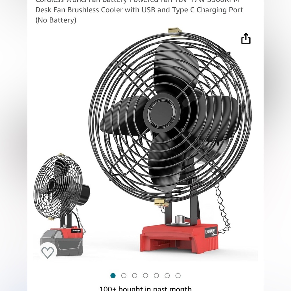 7” metal fan for 18v Milwaukee battery